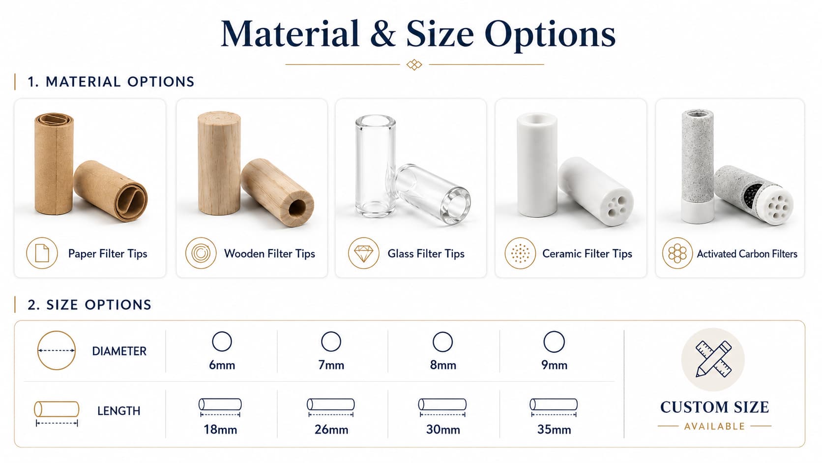 custom glass mouthpiece filter tips 10mm